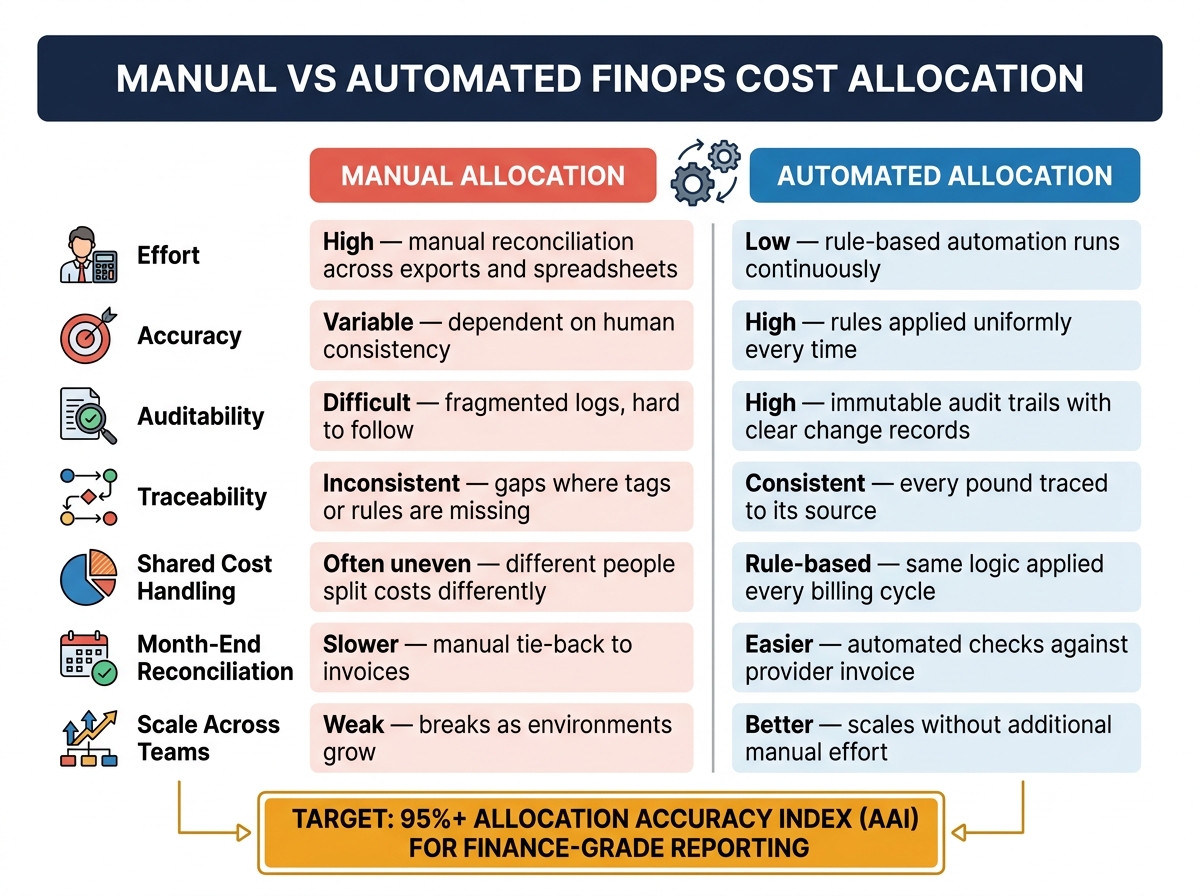 Manual vs Automated FinOps Cost Allocation: Key Differences