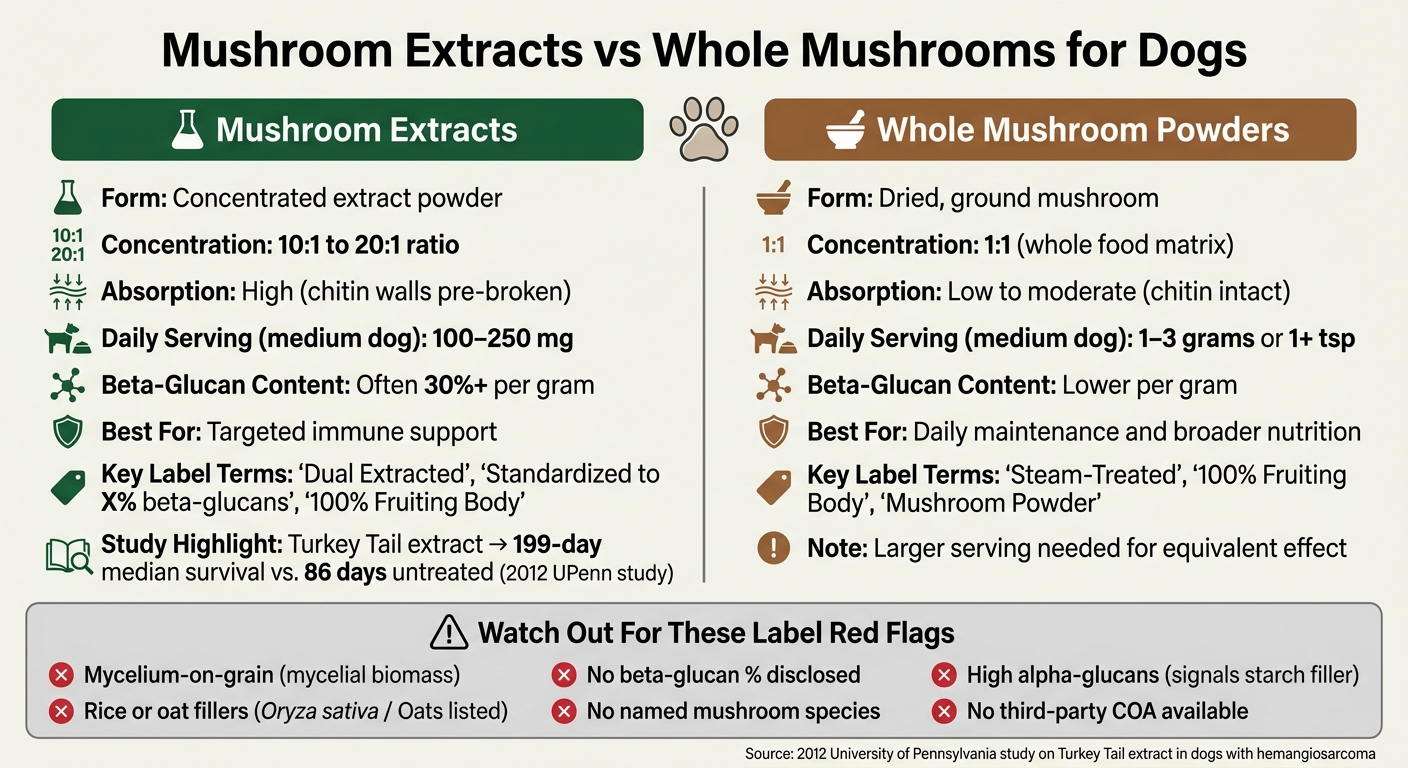 Mushroom Extracts vs Whole Mushrooms for Dogs: Side-by-Side Comparison