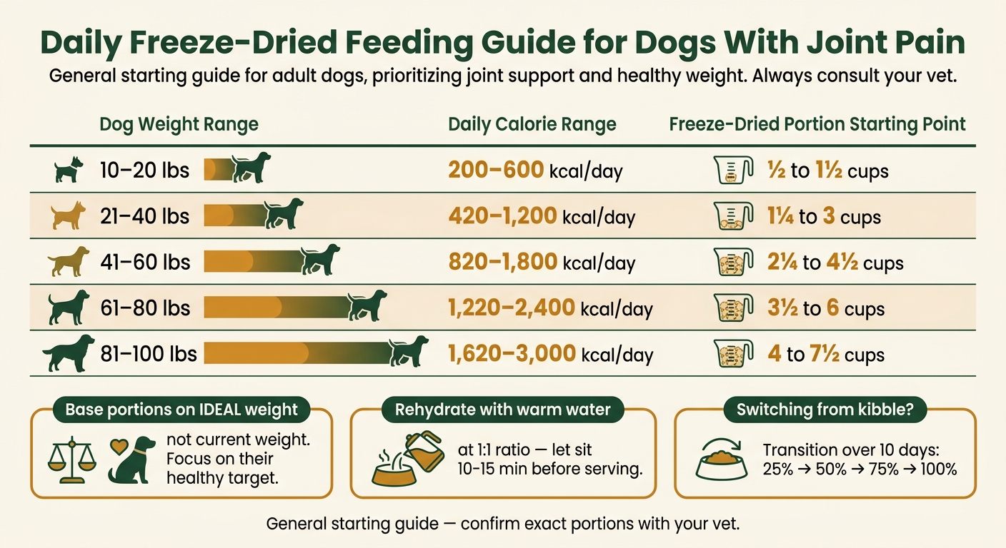 Daily Freeze-Dried Feeding Guide for Dogs With Joint Pain by Weight