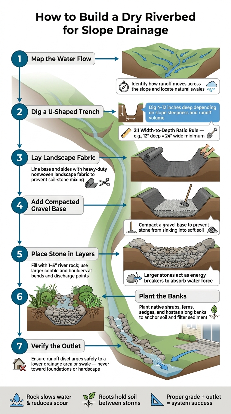 How to Build a Dry Riverbed for Slope Drainage