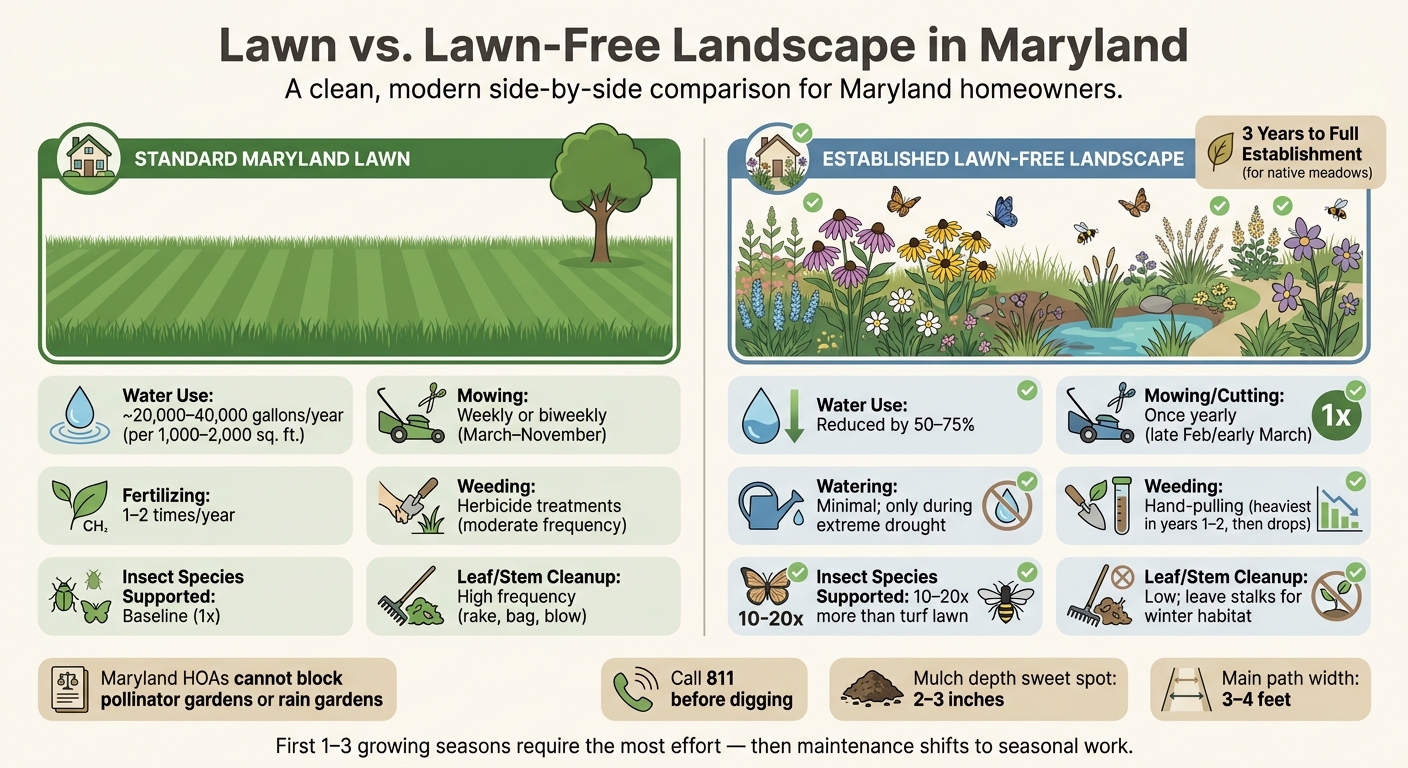 Lawn vs. Lawn-Free Landscape: Maintenance & Impact Comparison