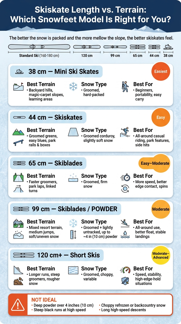 Skiskate Length vs. Terrain: Which Snowfeet Model Is Right for You?