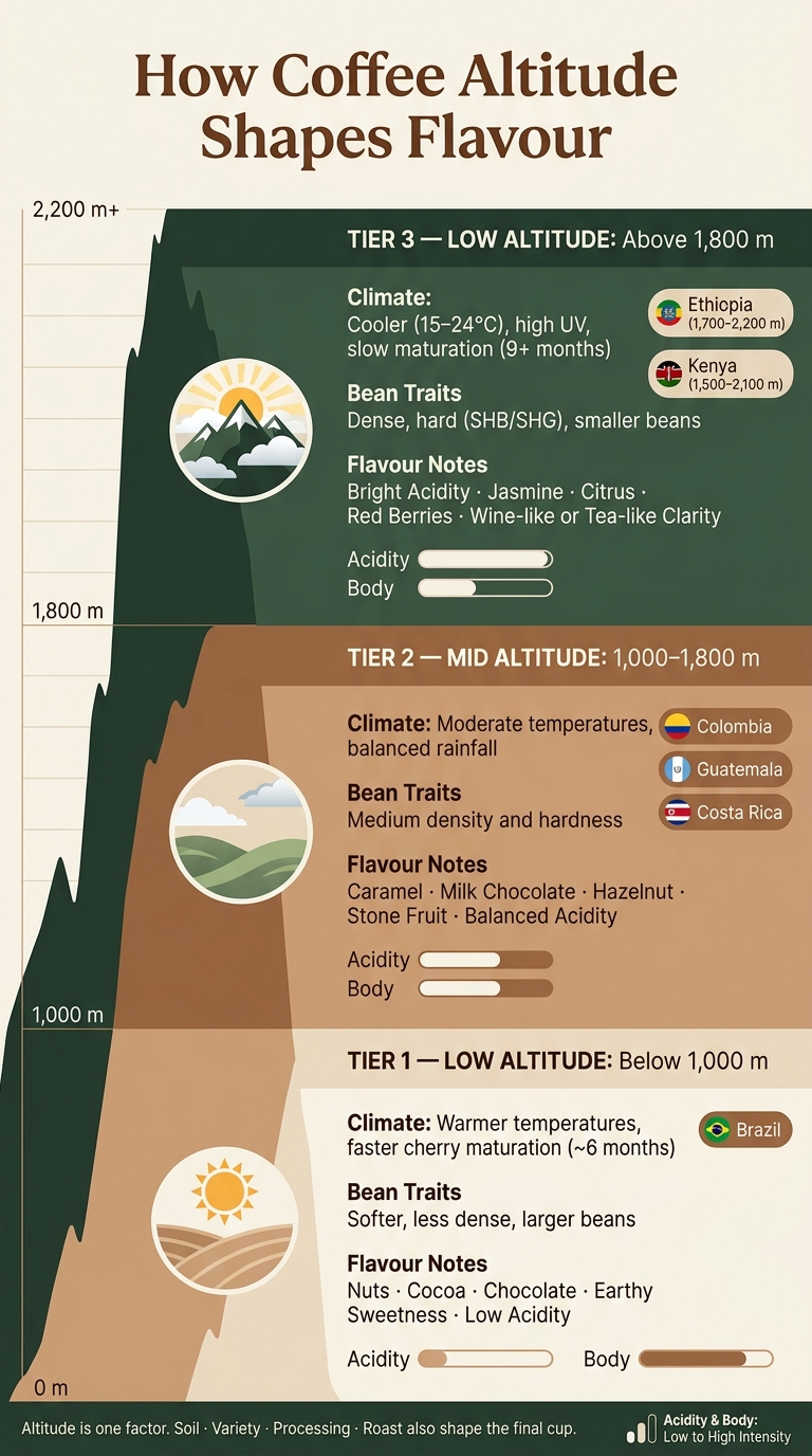 Coffee Altitude Bands: Flavour, Bean Traits & Regional Profiles