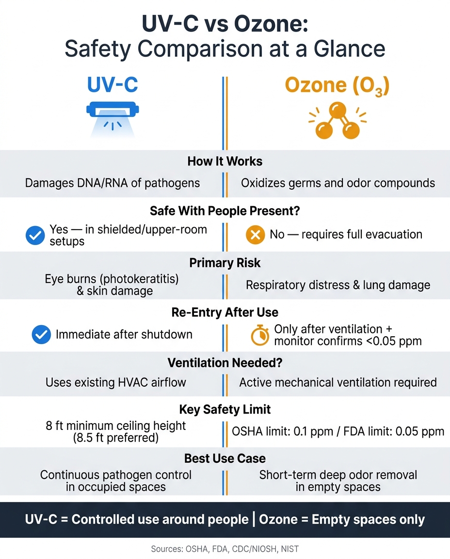UV-C vs Ozone: Safety Comparison at a Glance