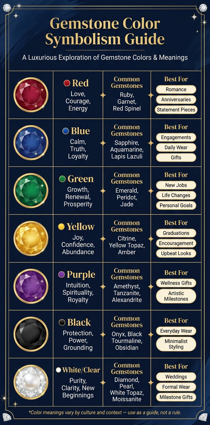 Gemstone Color Symbolism: Meanings, Gems & Best Uses at a Glance