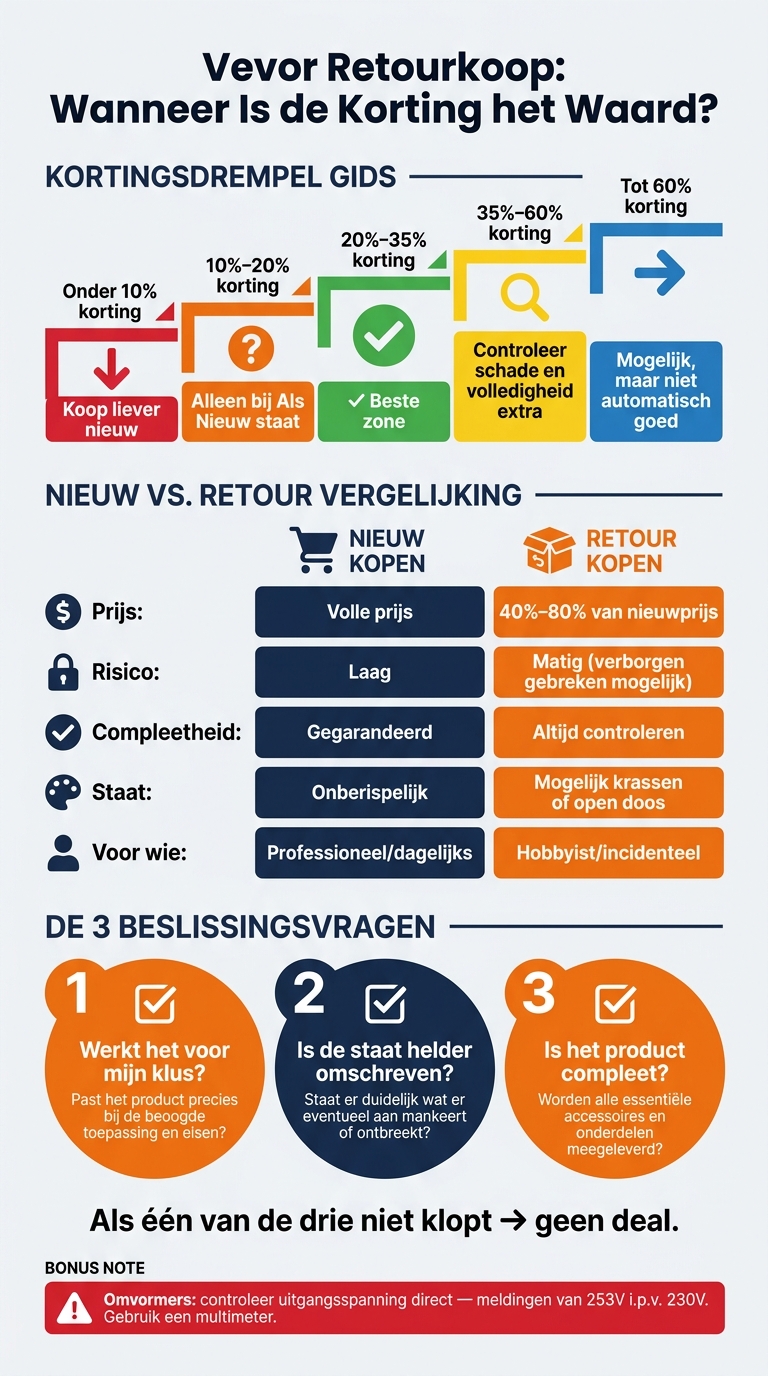 Vevor Retourkoop vs. Nieuw: Wanneer Is de Korting het Waard?