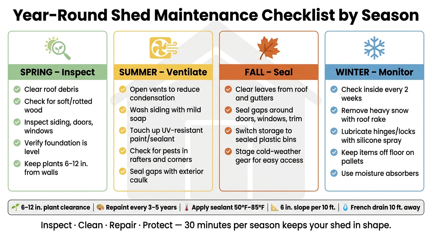Year-Round Shed Maintenance Checklist by Season