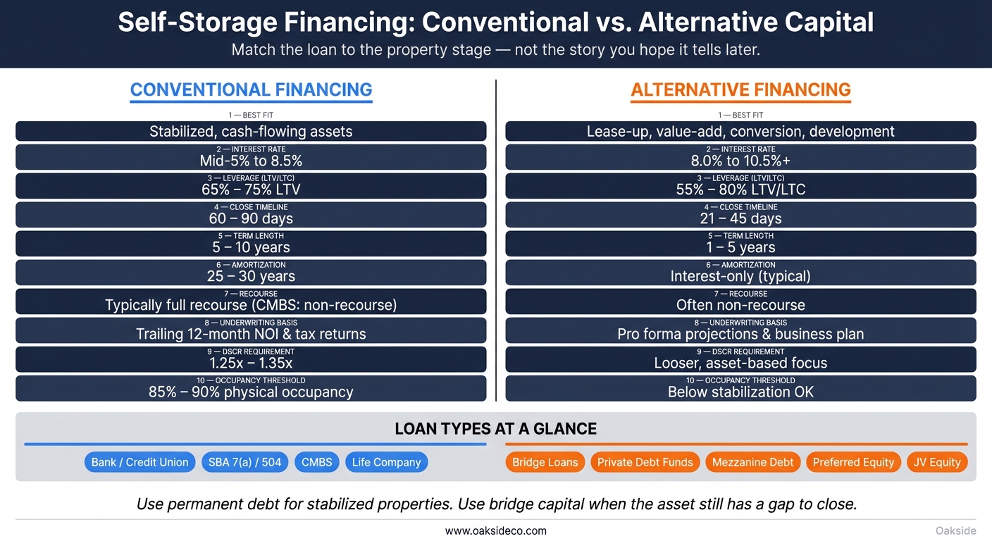 Self-Storage Financing: Conventional vs. Alternative Capital at a Glance