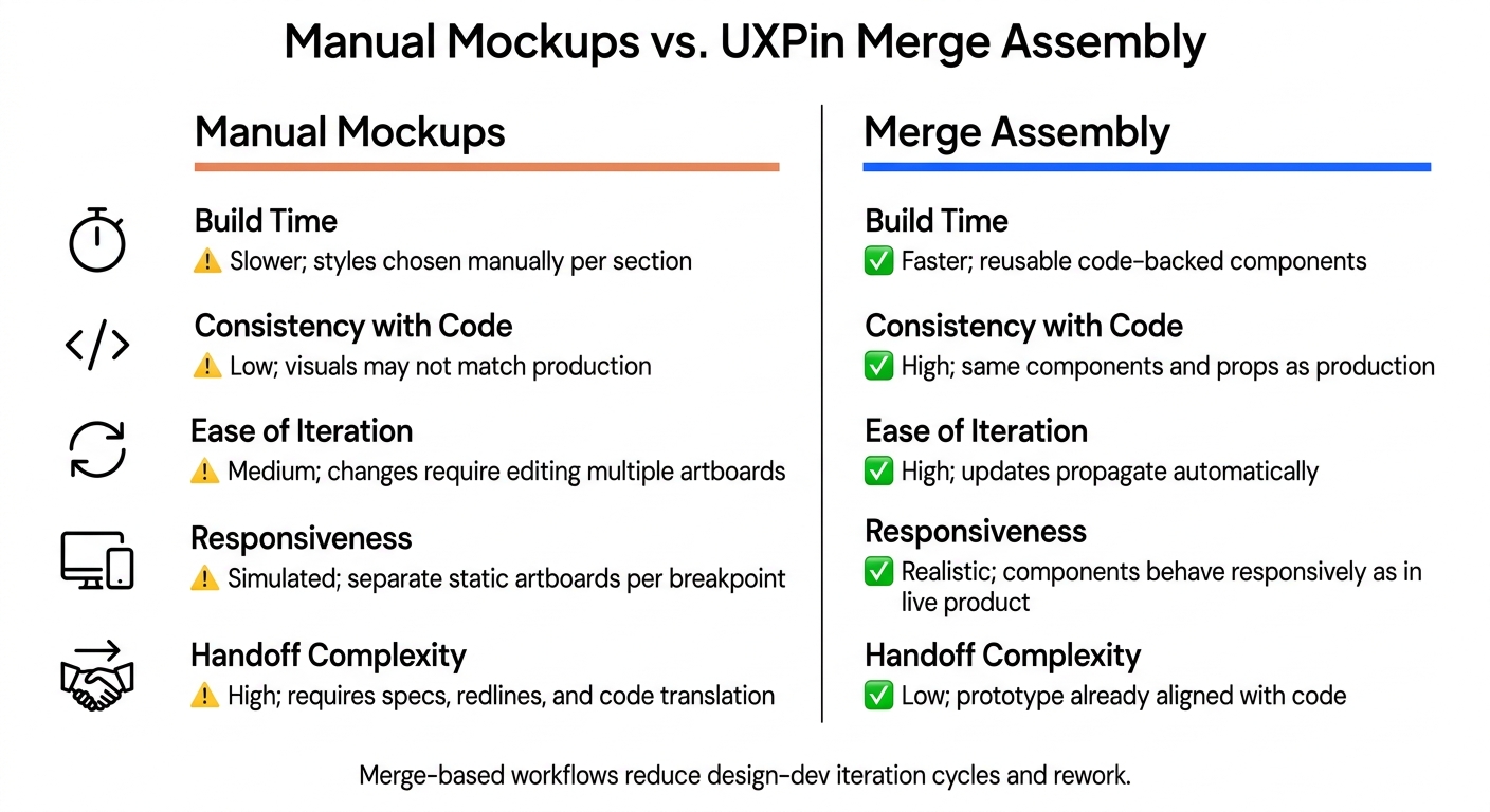 Manual Mockups vs. UXPin Merge Assembly: Design-to-Dev Workflow Comparison