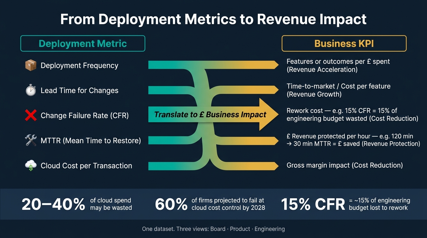 DORA Metrics to Revenue KPIs: The Business Translation Framework
