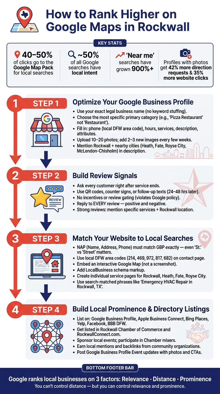 How to Rank Higher on Google Maps in Rockwall: 4-Step Local SEO Guide