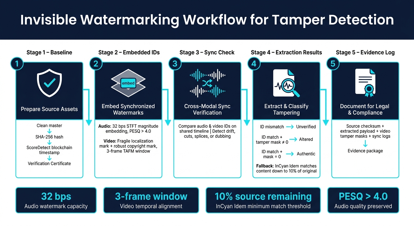 Invisible Watermarking Workflow for Tamper Detection