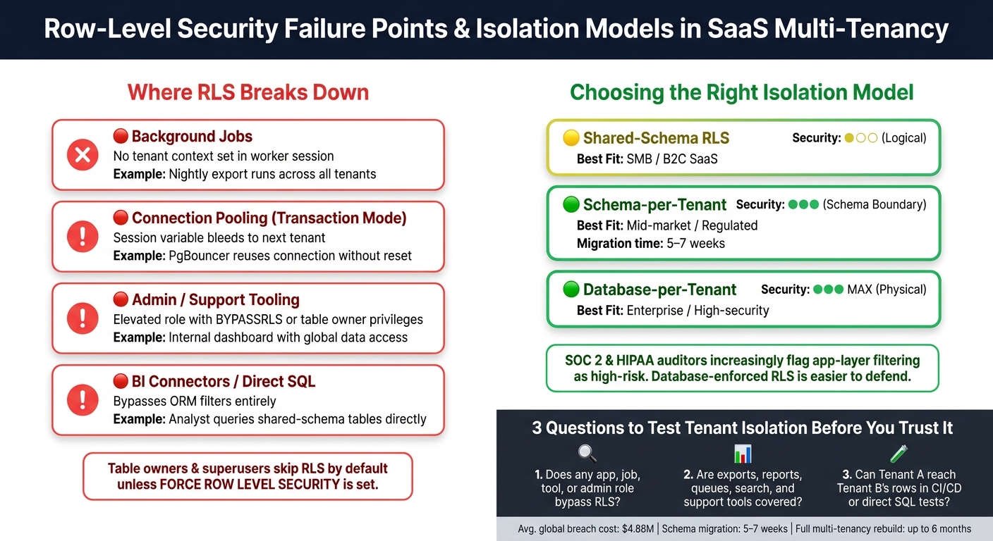 RLS Bypass Paths vs. Multi-Tenant Isolation Models: SaaS Security at a Glance