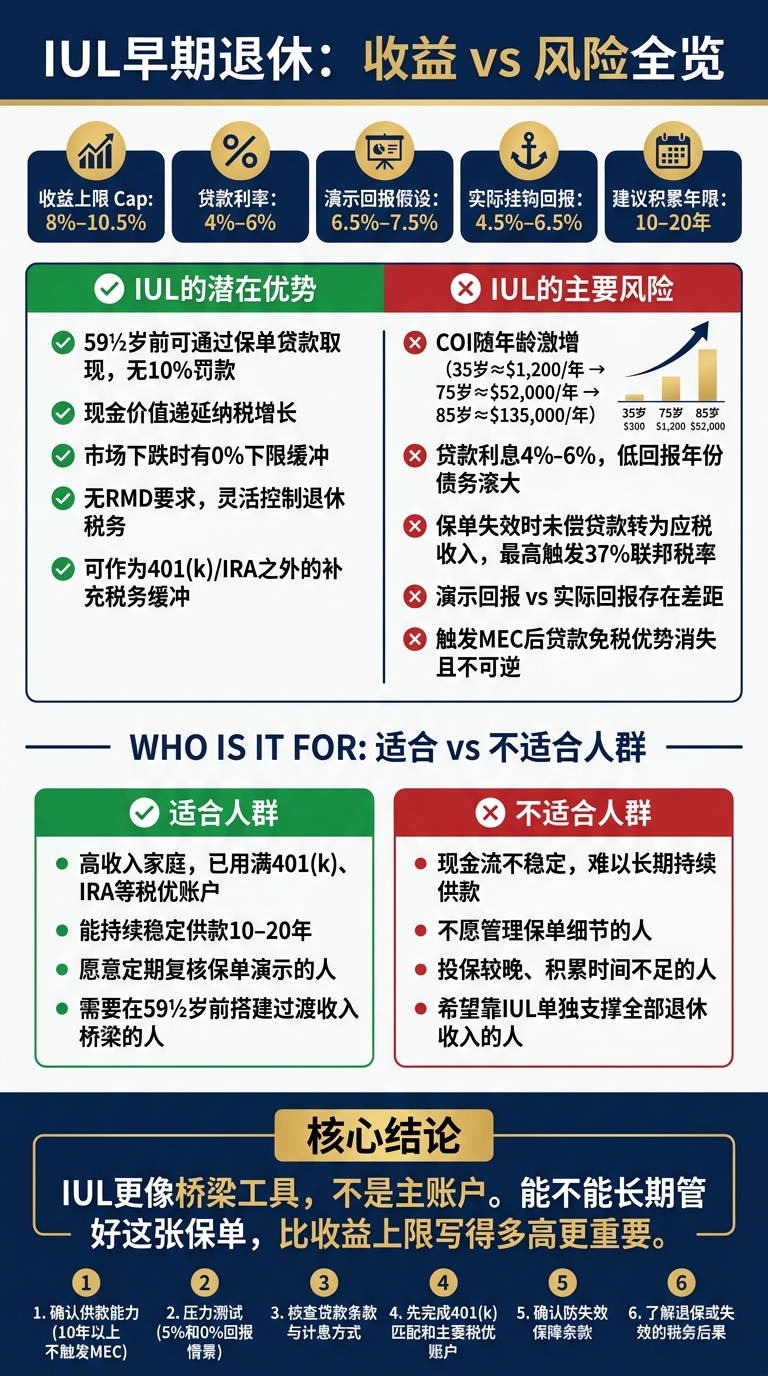 IUL早期退休：适合与不适合人群对比及核心风险一览