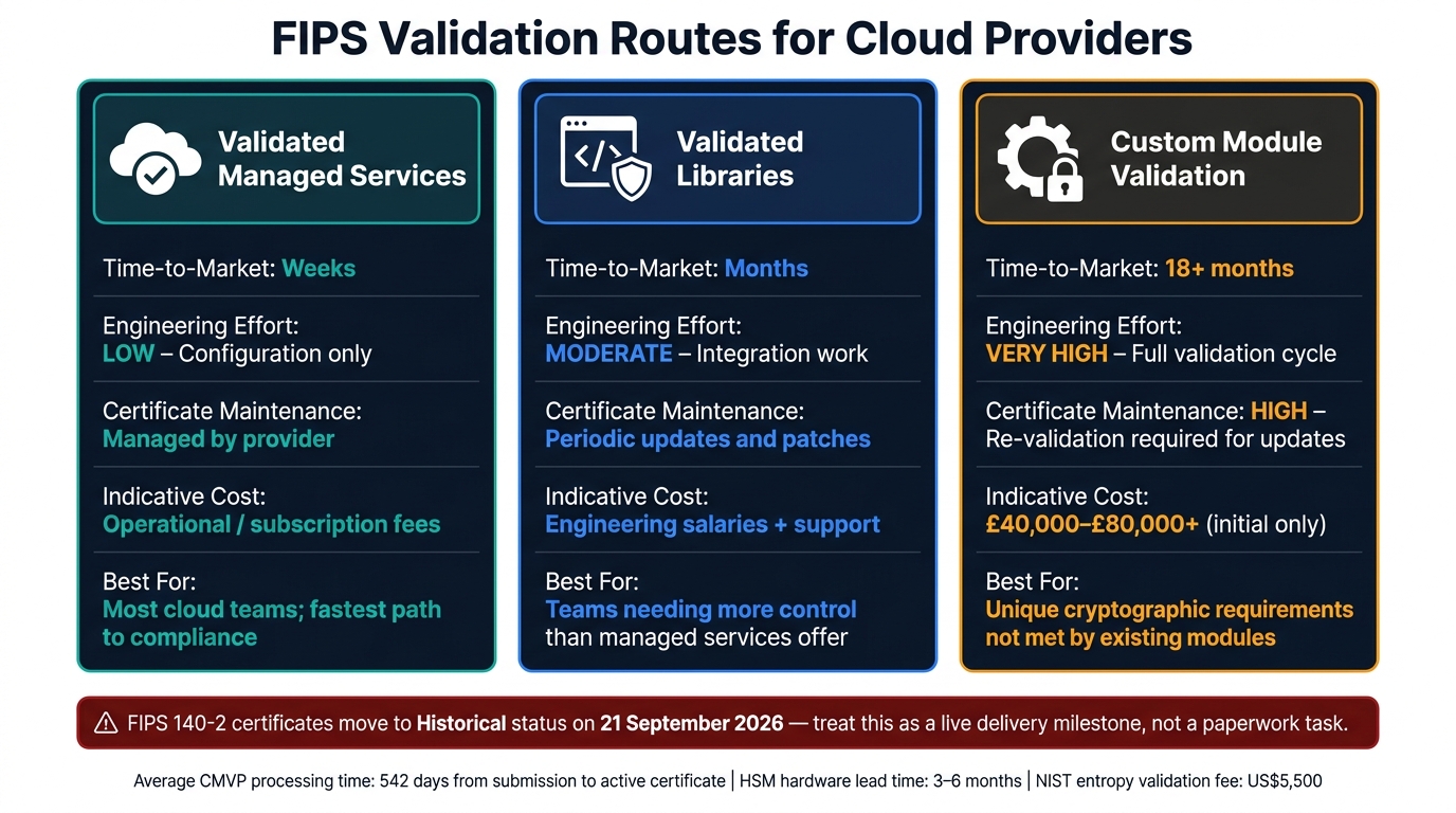FIPS 140-3 Cloud Validation Routes: Time, Cost &amp; Effort Compared