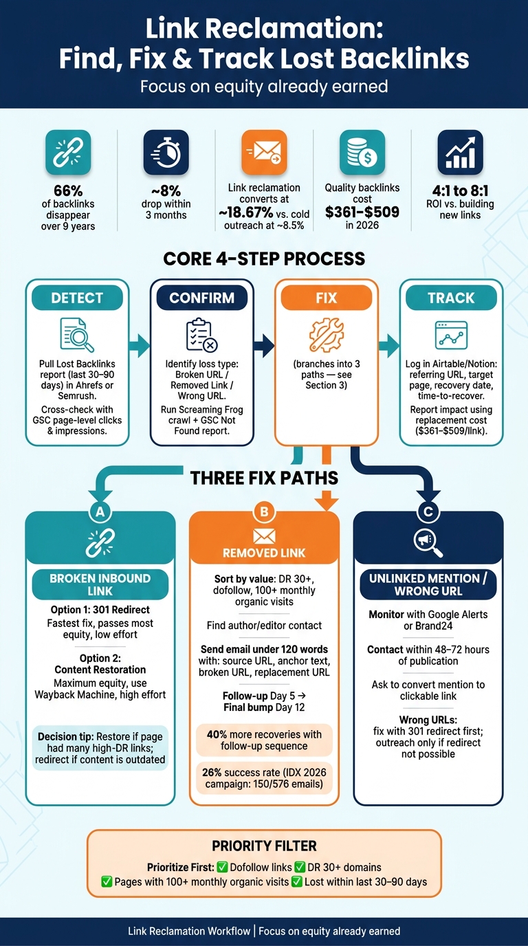 Link Reclamation Process: Find, Fix & Track Lost Backlinks