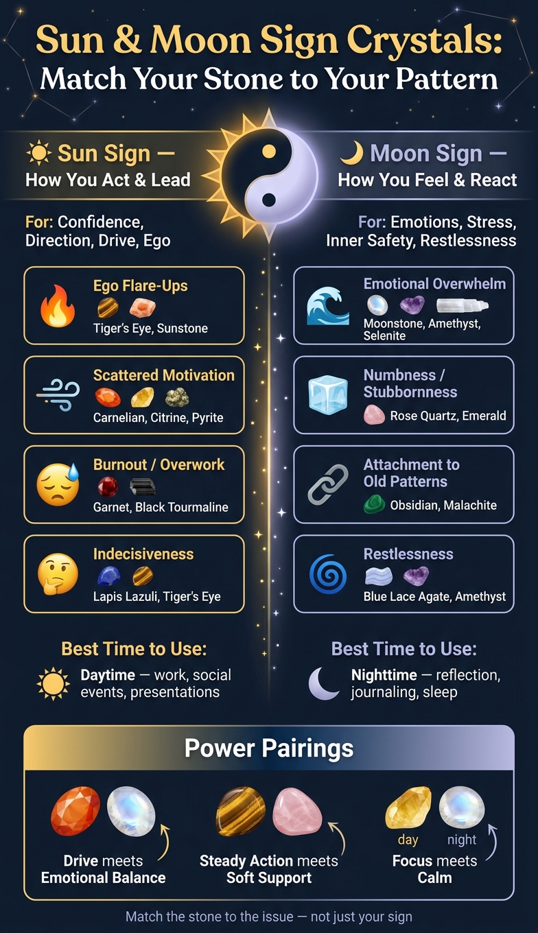 Sun vs. Moon Sign Crystals: Quick Match Guide by Issue
