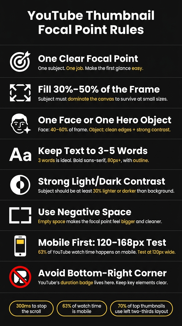 YouTube Thumbnail Focal Point Rules: Quick Reference Guide