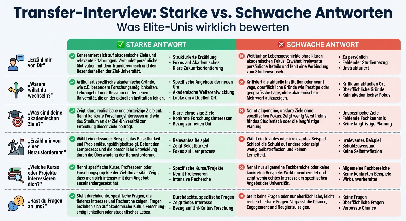 Transfer-Interview: Starke vs. Schwache Antworten im Überblick