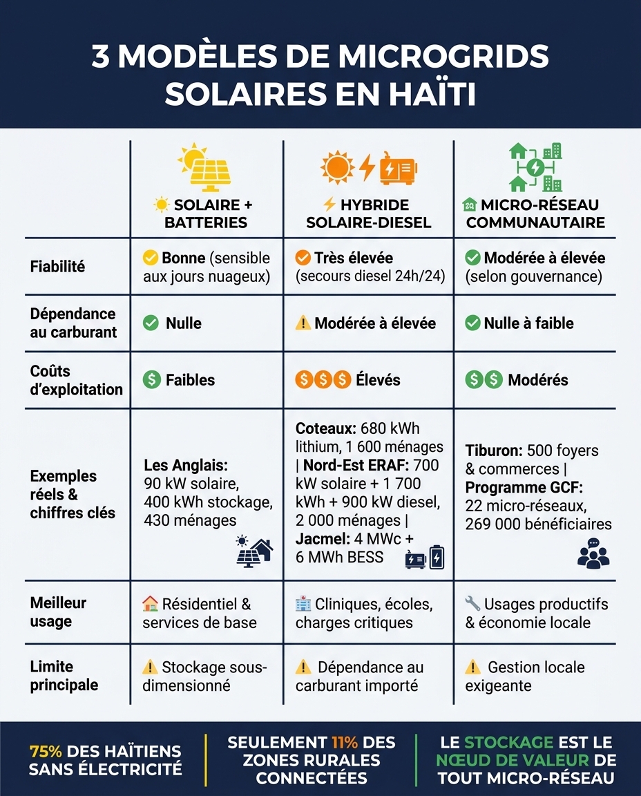 3 Modèles de Microgrids Solaires en Haïti : Comparaison Complète