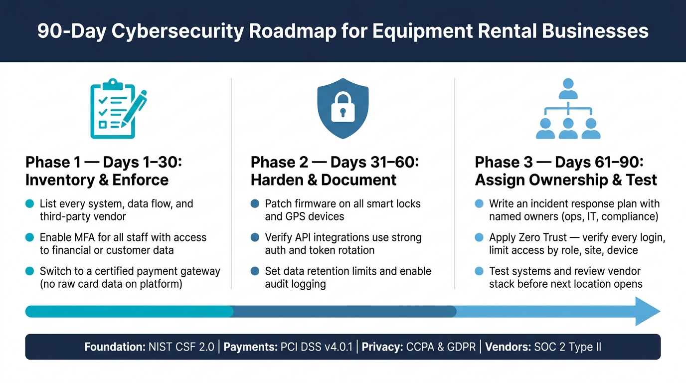90-Day Cybersecurity Roadmap for Equipment Rental Businesses