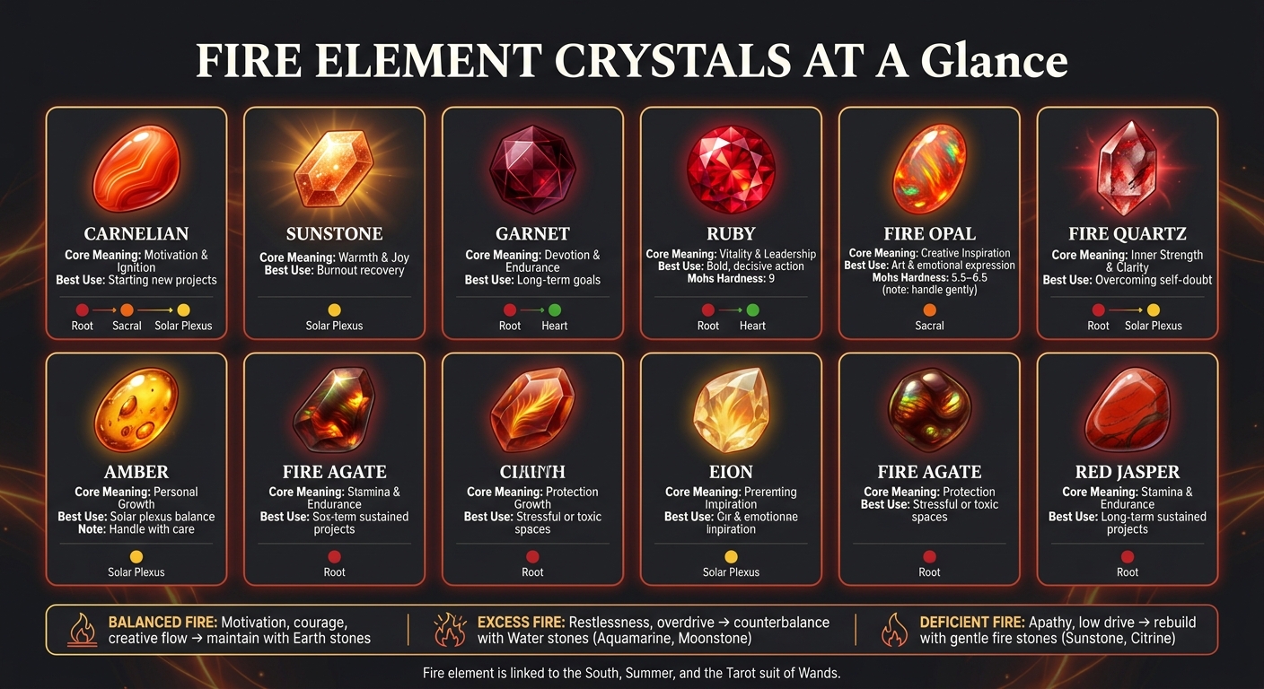 Fire Element Crystals: Quick Comparison Guide