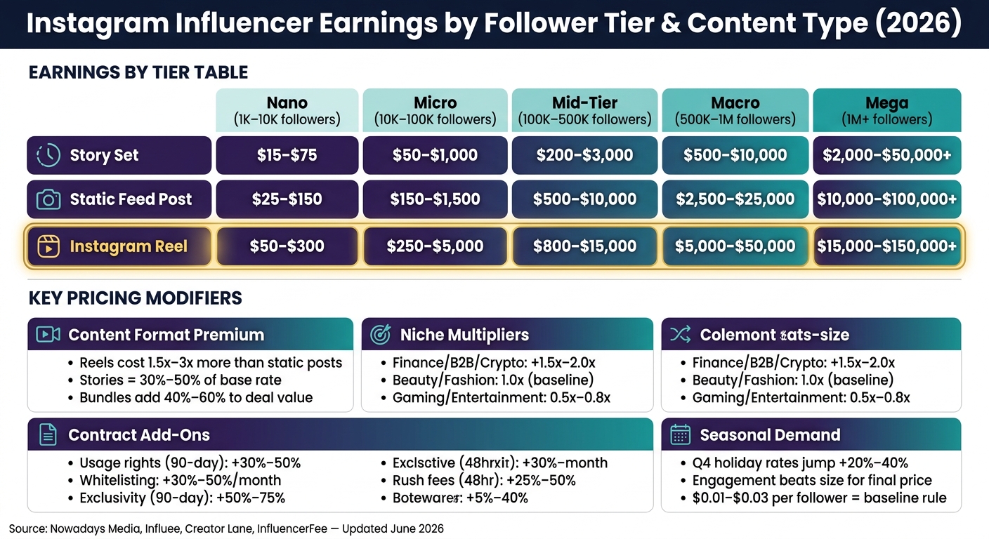 Instagram Influencer Earnings by Follower Tier & Content Type (2026)