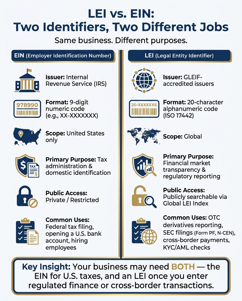 LEI vs EIN: Key Differences Every Business Owner Should Know