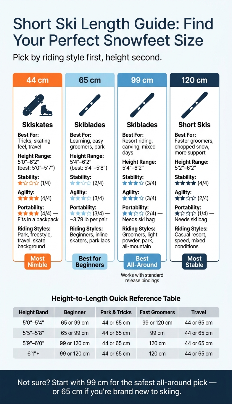 Short Ski Length Guide: Find Your Perfect Snowfeet Size