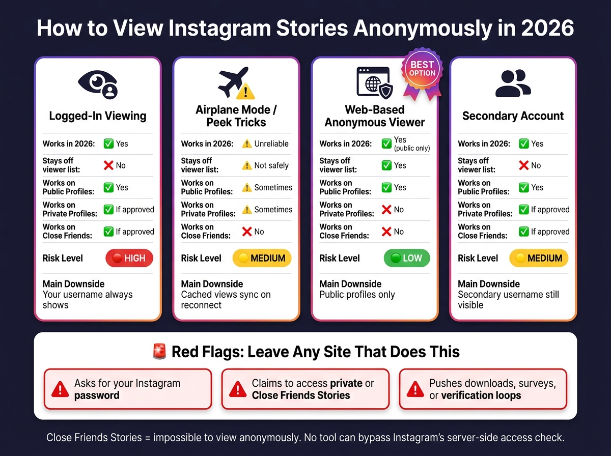 How to View Instagram Stories Anonymously in 2026: Method Comparison