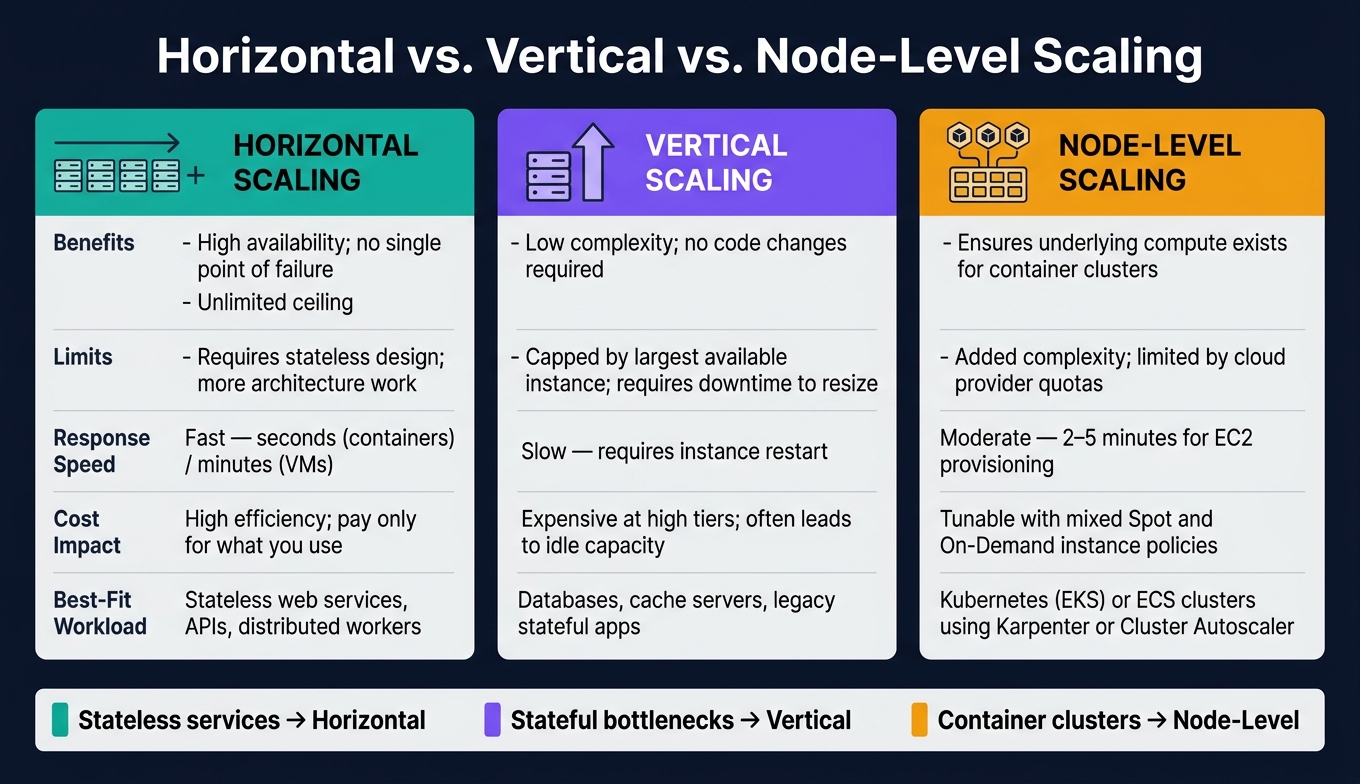 Horizontal vs Vertical vs Node-Level Scaling: Which Should You Use?