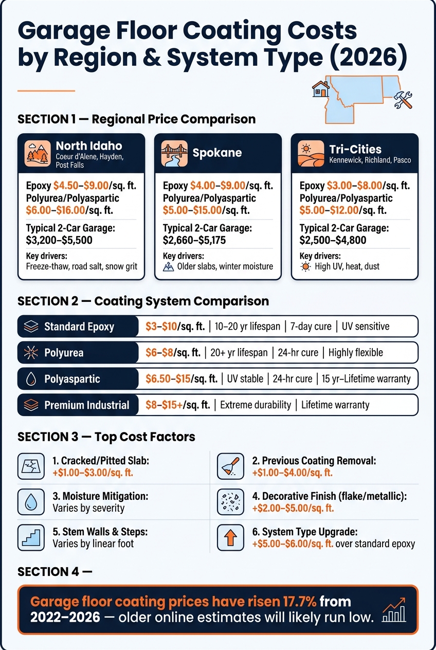 Regional Pricing Guide: Garage Floor Coatings 2026 1 Garage Floor Coating Costs By Region & System Type (2026)