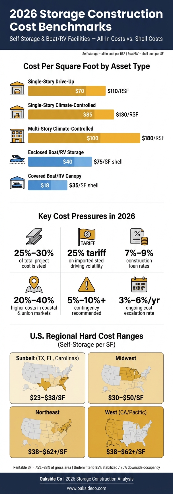 2026 Self-Storage & Boat/RV Construction Costs by Asset Type