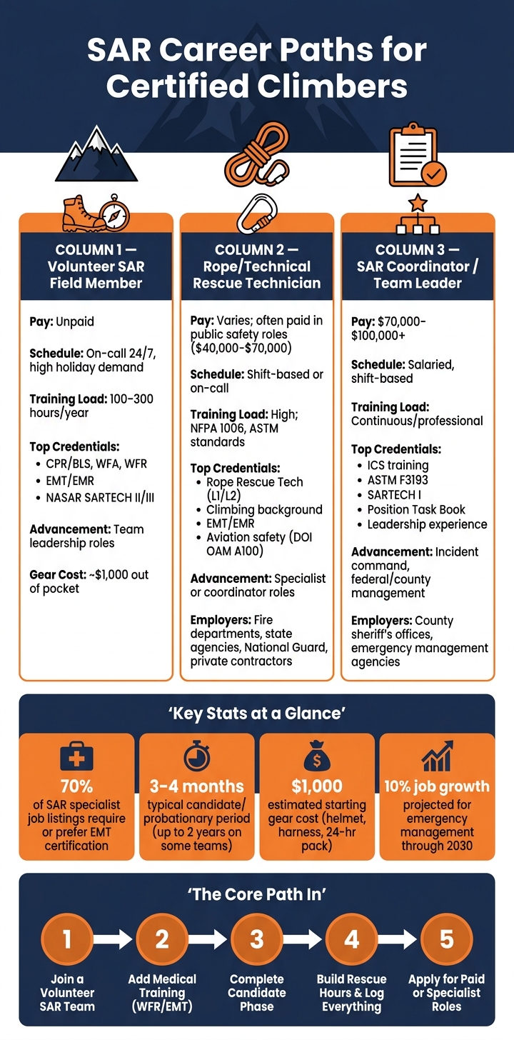 SAR Career Paths for Certified Climbers: Pay, Training & Requirements