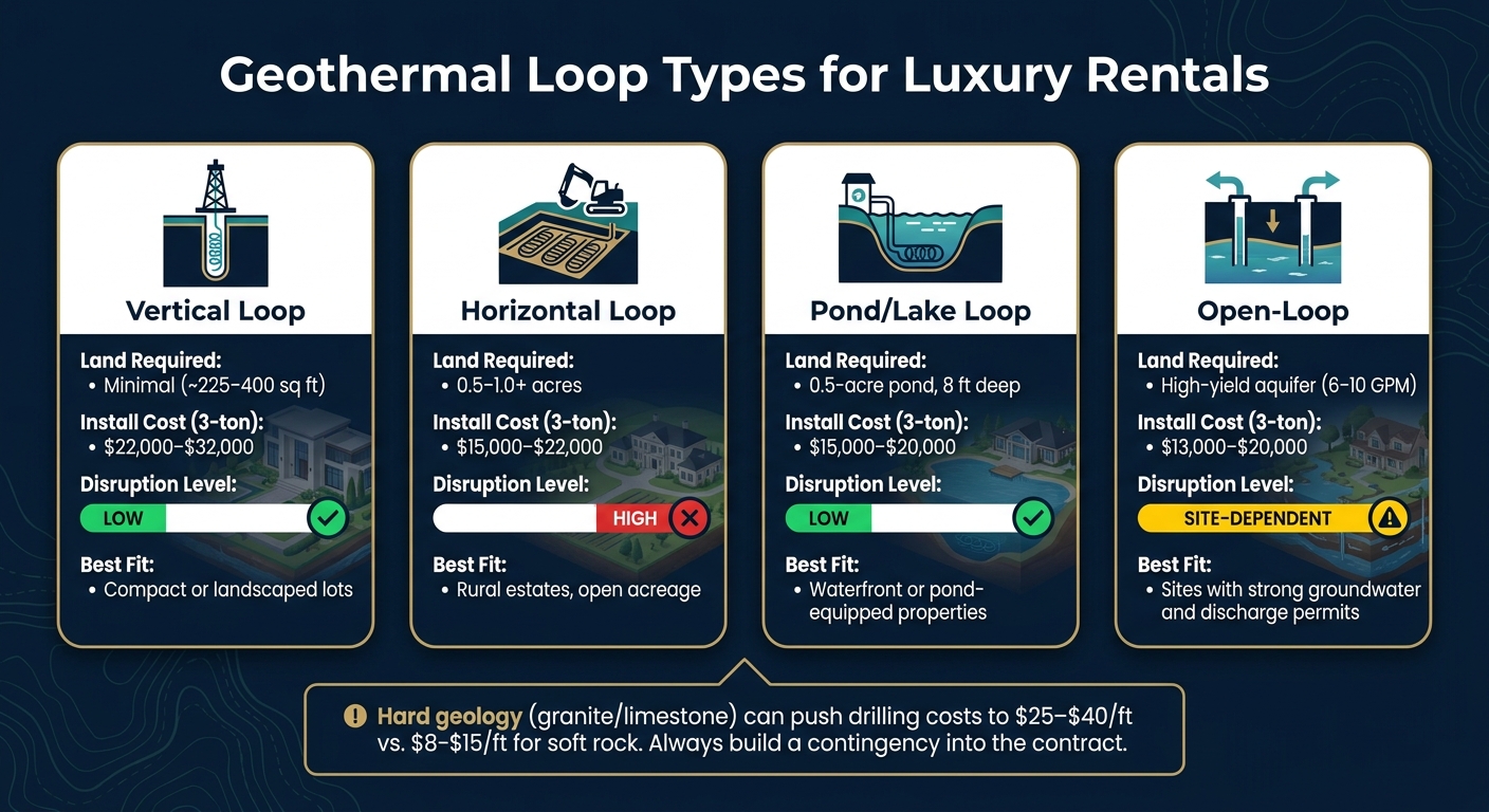 Geothermal Loop Types for Luxury Rentals: Cost, Land & Disruption Compared