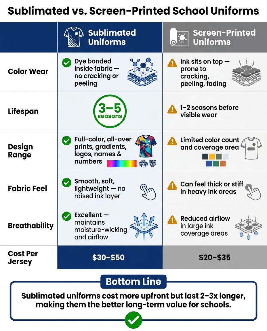 Sublimated vs. Screen-Printed School Uniforms: Side-by-Side Comparison