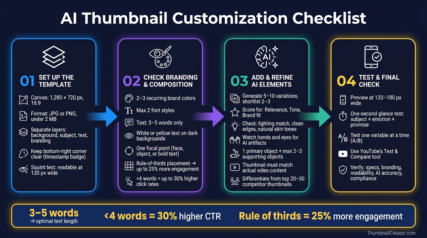 AI Thumbnail Customization Checklist: 4-Step Process