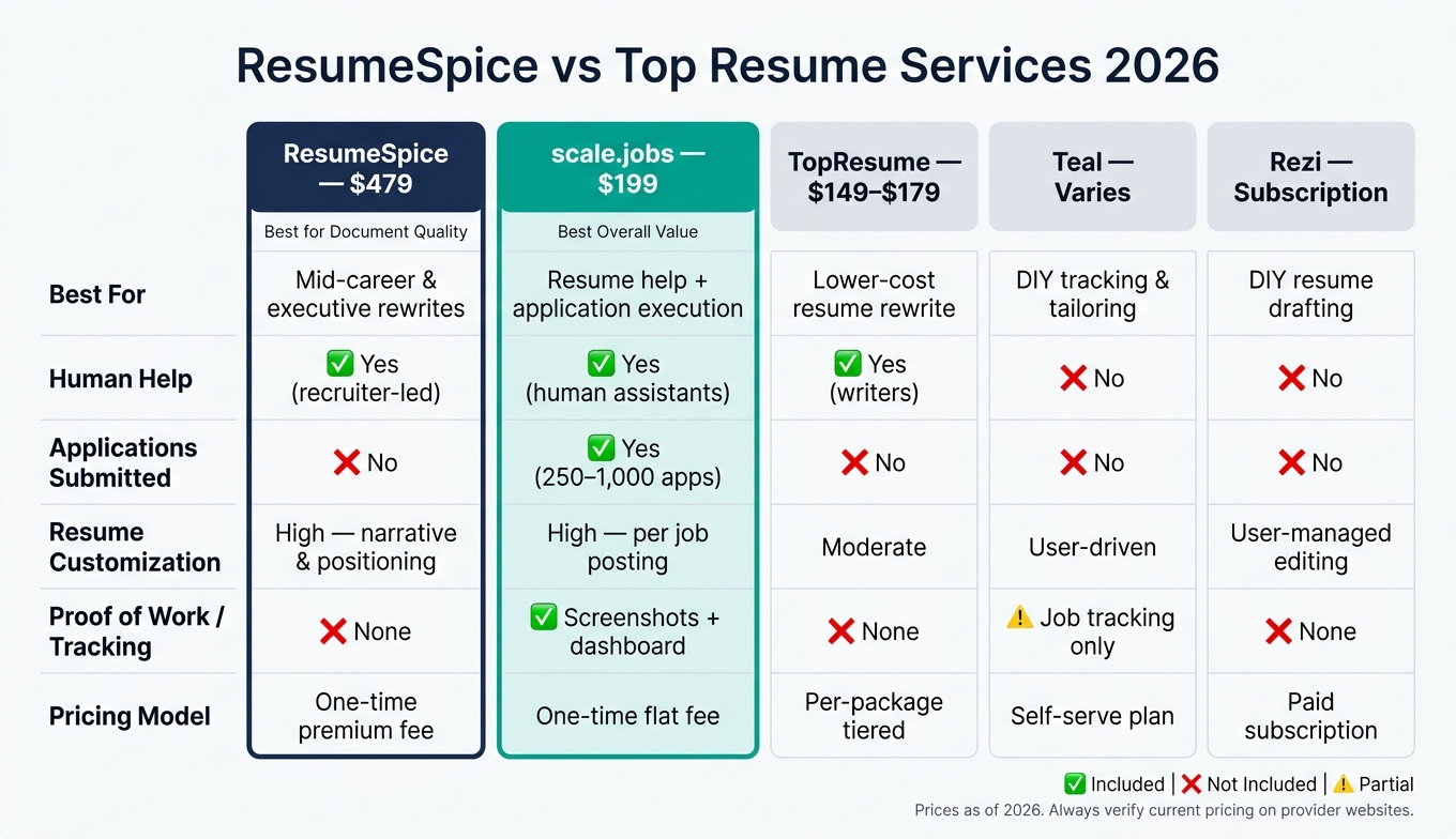 ResumeSpice vs Competitors 2026: Pricing, Features & Best Use Cases