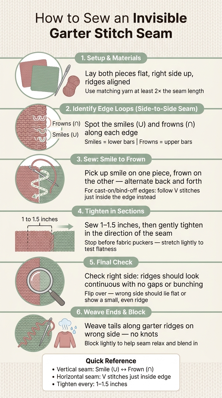 How to Sew an Invisible Garter Stitch Seam: Step-by-Step Visual Guide
