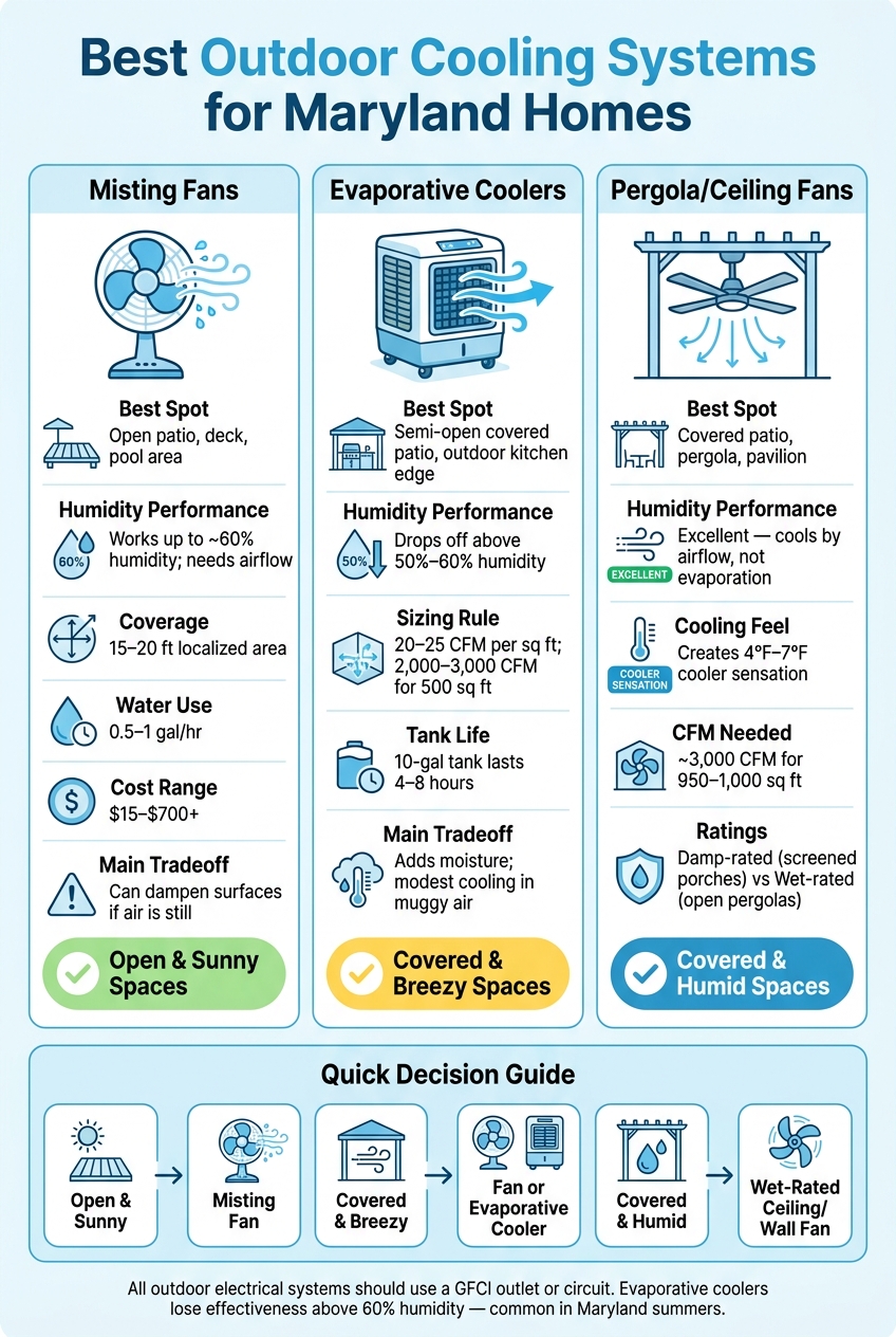 Best Outdoor Cooling Systems for Maryland Homes: Side-by-Side Comparison