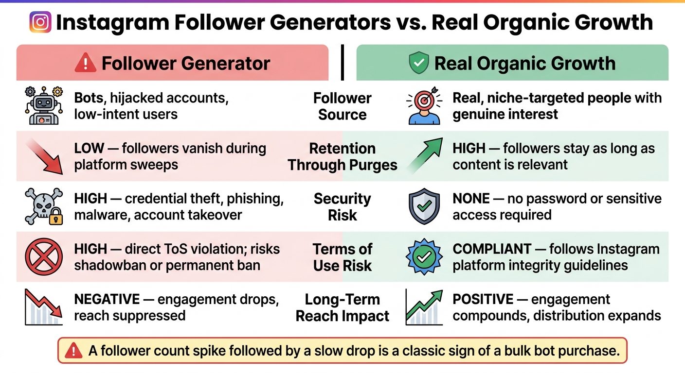 Instagram Follower Generators vs. Organic Growth: Safety & Performance Compared
