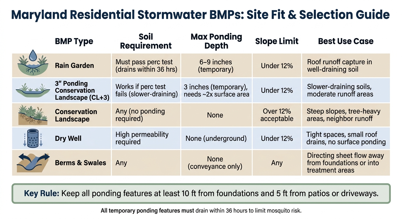 Maryland Residential Stormwater BMPs: Site Fit & Selection Guide