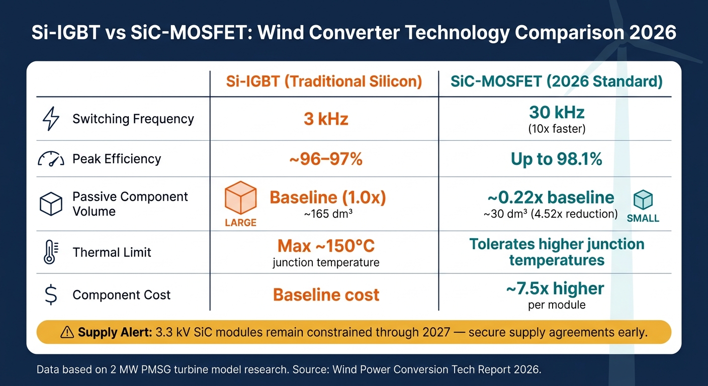 Si-IGBT vs SiC-MOSFET: Wind Converter Technology Comparison 2026