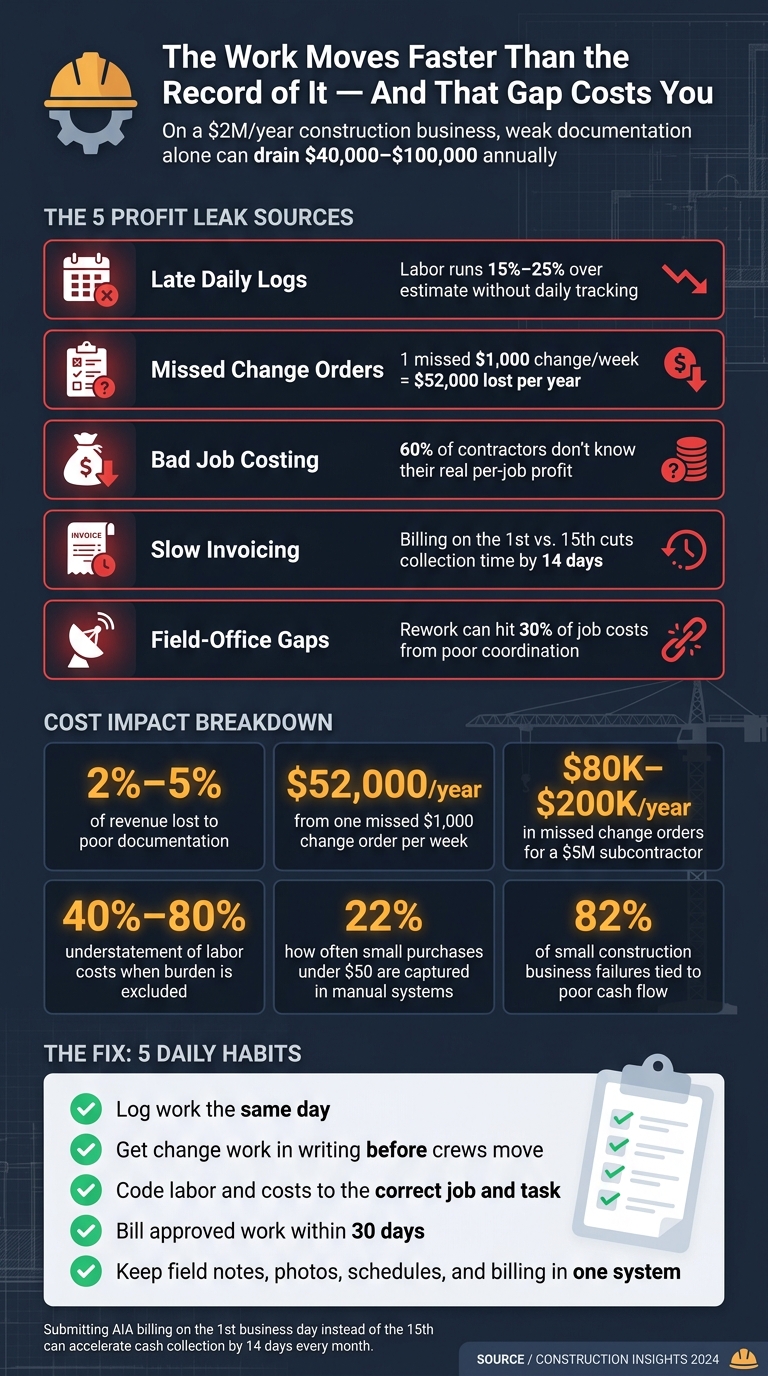 Hidden Construction Profit Leaks: What Poor Documentation Really Costs You
