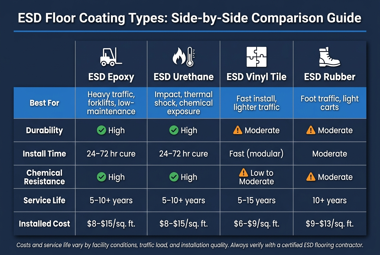 Choosing Esd Coatings For Industrial Floors 1 Esd Floor Coating Types: Side-By-Side Comparison Guide