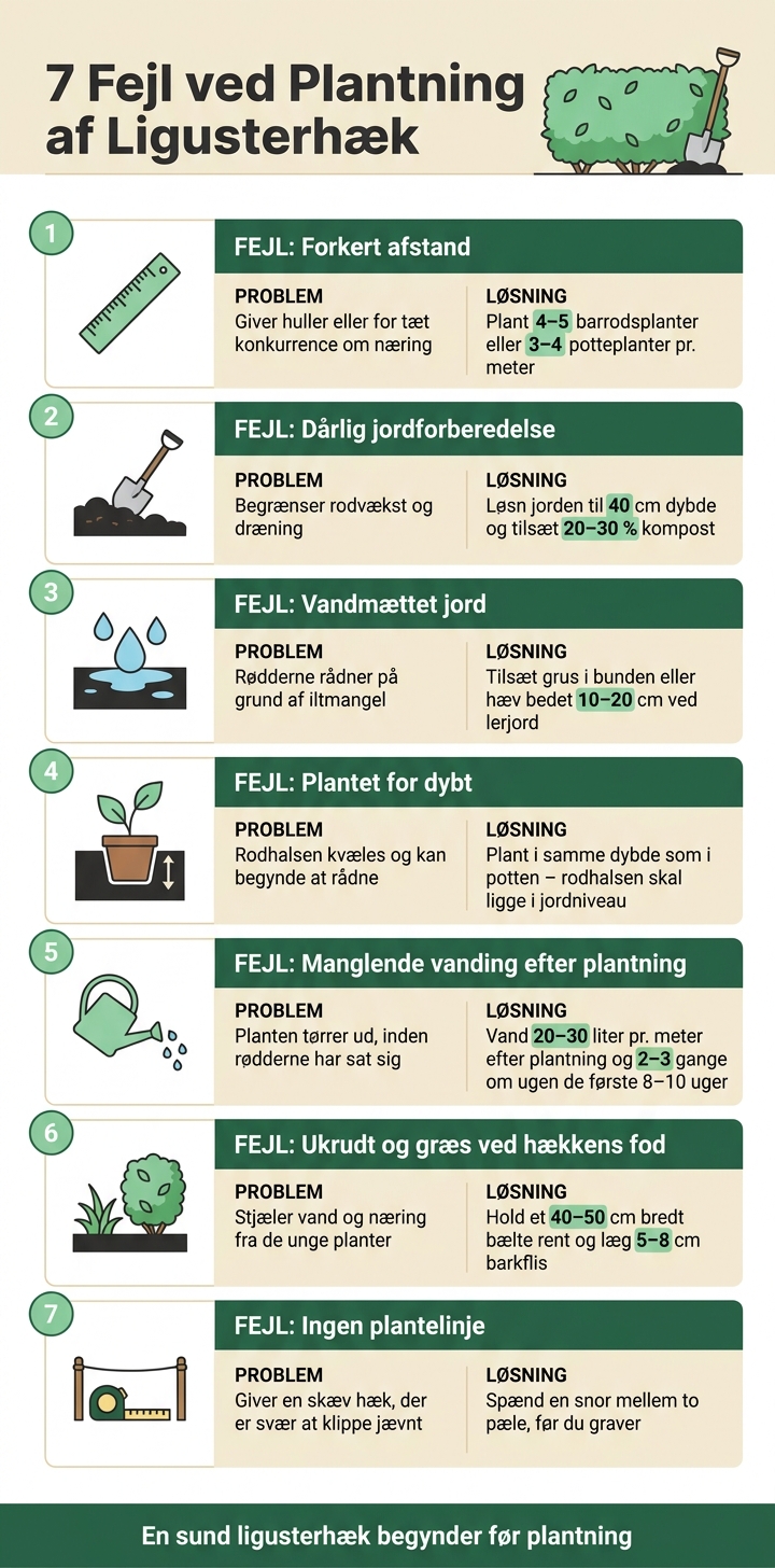 7 Fejl ved Plantning af Ligusterhæk – Hurtig Tjekliste
