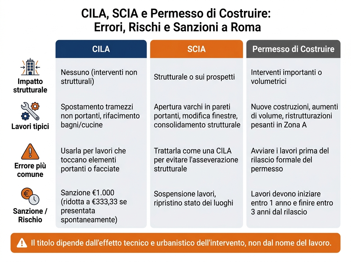CILA, SCIA e Permesso di Costruire: Confronto Errori e Sanzioni