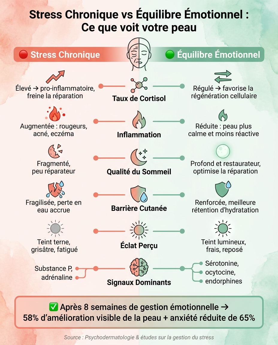 Stress vs Équilibre Émotionnel : Impact sur la Peau