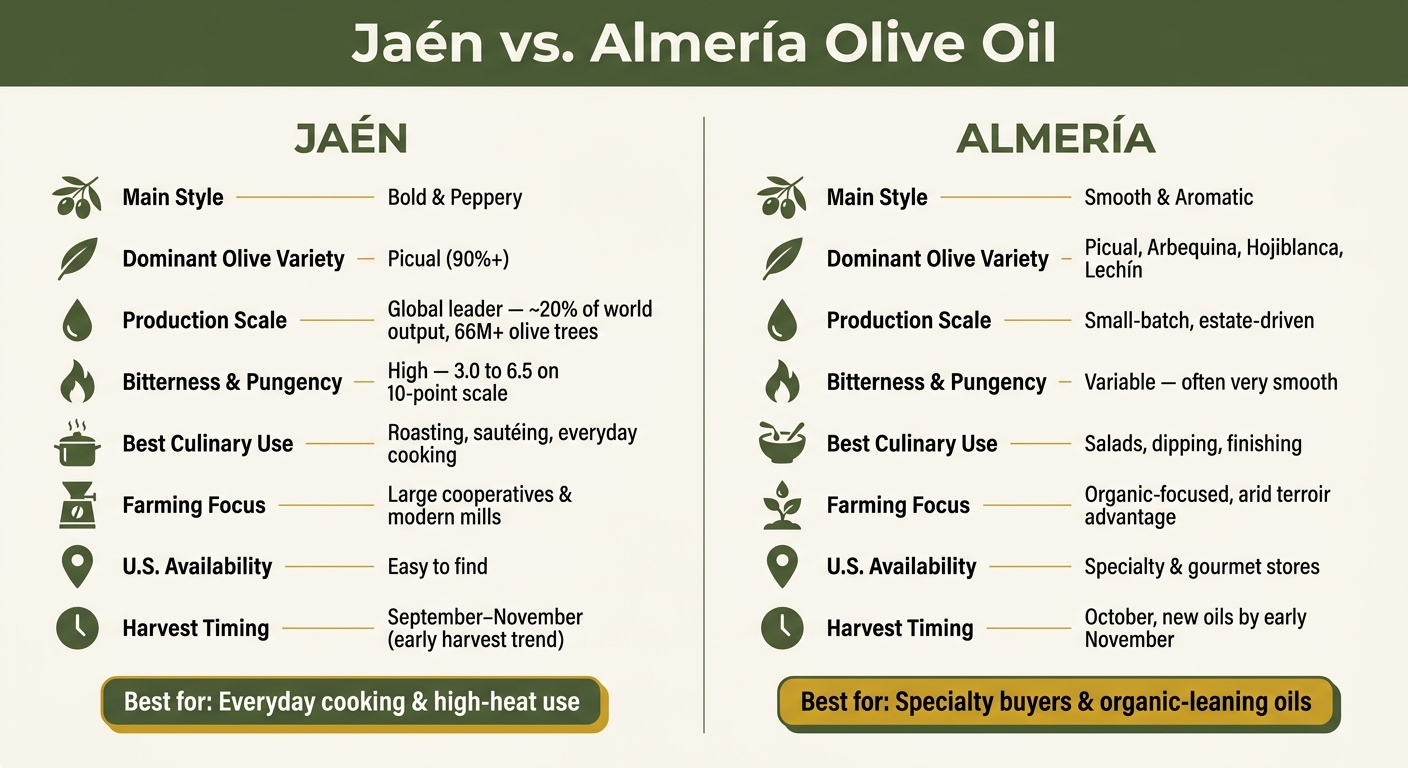Jaén vs. Almería Olive Oil: Side-by-Side Comparison