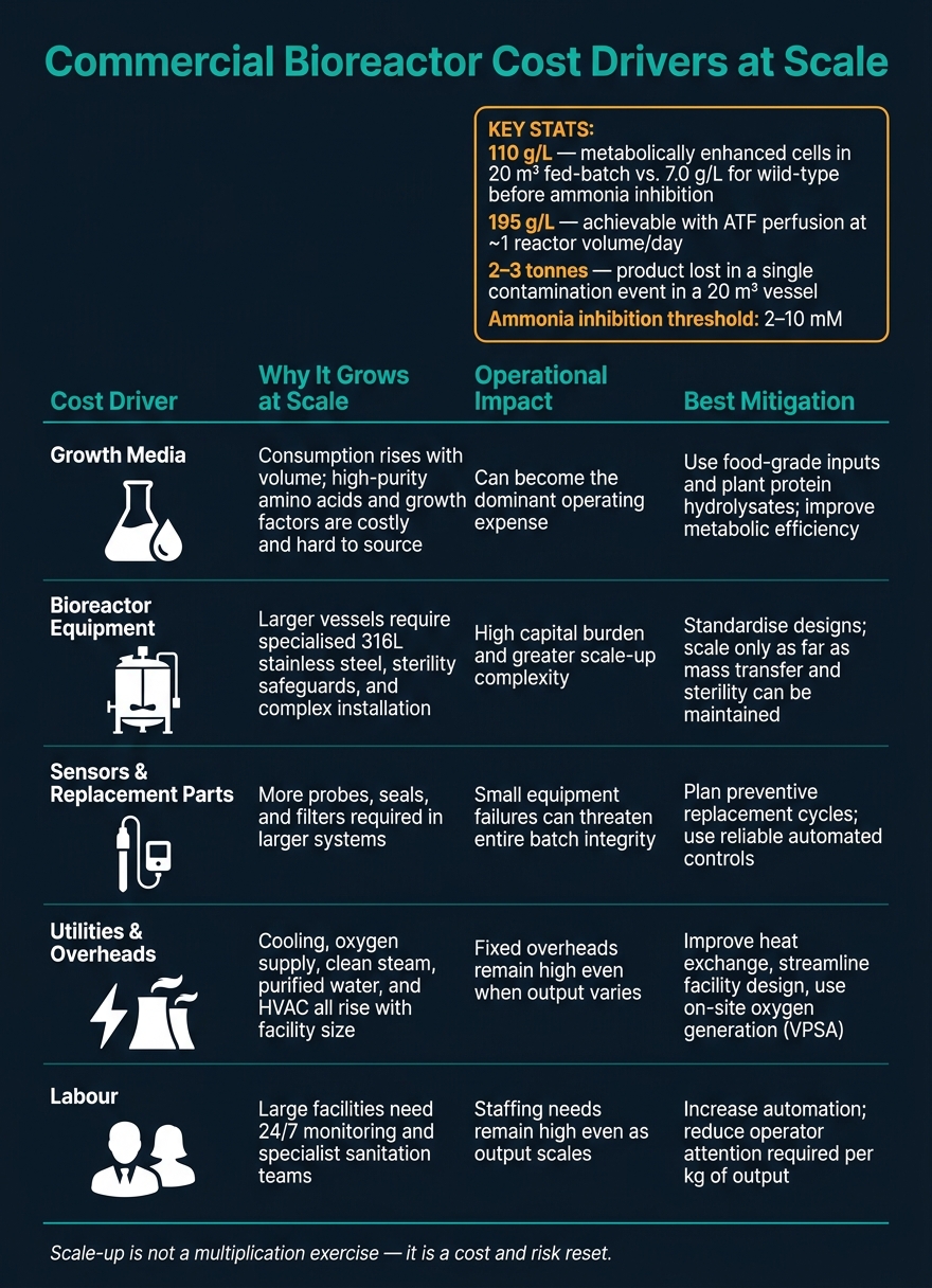 Commercial Bioreactor Cost Drivers: Scale-Up Challenges & Mitigations